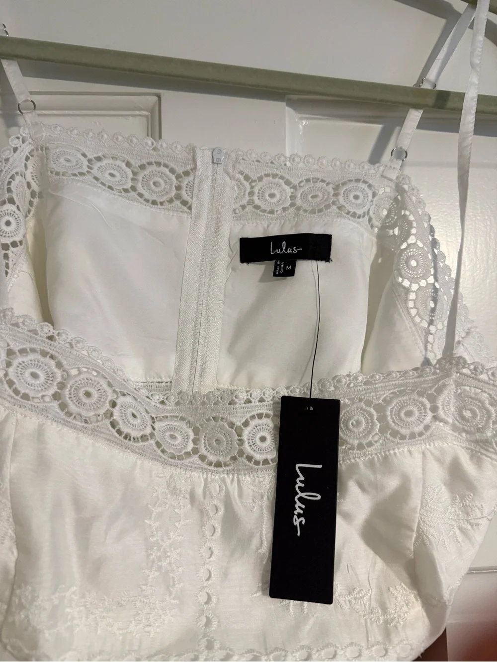 Lulu's White Crochet-Trim Crop Cami